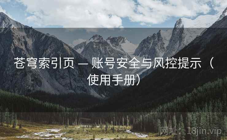 苍穹索引页 — 账号安全与风控提示（使用手册）
