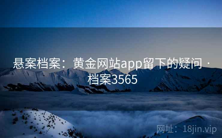 悬案档案：黄金网站app留下的疑问 · 档案3565